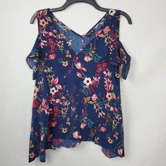 A.n.a XS Navy floral Blouse - Picture 1 of 6